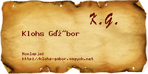 Klohs Gábor névjegykártya
